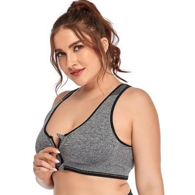 China Breathable Plus Size Seamless Front Zipper Shockproof Underwear Without Underwire Sports Yoga Bra For Women for sale