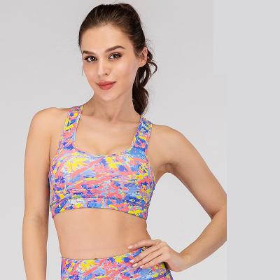 China Breathable Colorful Crop Top Seamless Runner Gym Fitness Fashion Pattern Leopard Print Yoga Bra Back Yoga Bra for sale