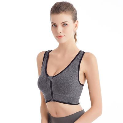 China Women's Active Yoga Sports Bras Front Sports Bra Wireless Post-Surgery Breathable Bra Zipper for sale