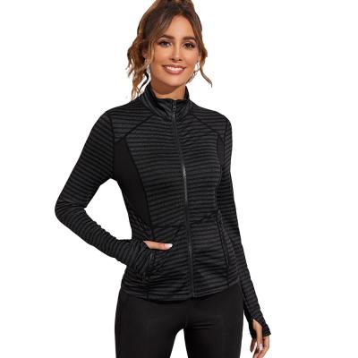 China Cool Style Breathable Lightweight Women Slim Fit Long Sleeve Gym Tops Fitness Sports Yoga Zipper Jackets With Side Zipper Pocket for sale