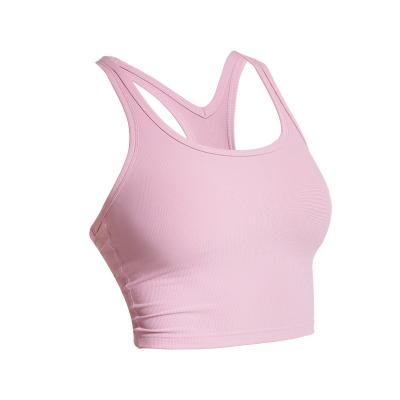 China Sales Breathable Gathering Ribbed Racerback Yoga Training Vest For Women's Workout Equipment for sale