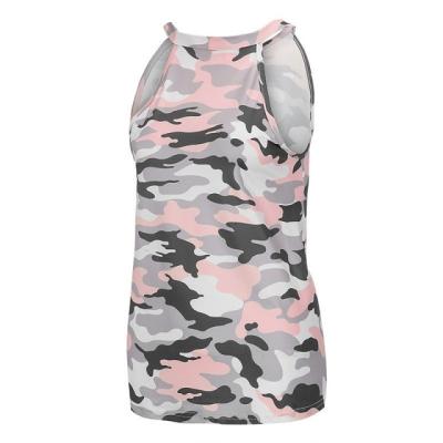 China New Women's Breathable Camouflage Sleeveless Vest Hanging Neck T-Shirt Over Exercise Yoga Vest for sale