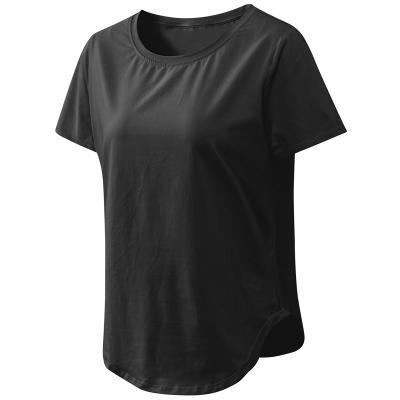 China Lightweight Breathable Breathable Yoga Sports Loose Running Elastic Womens Short Sleeves for sale