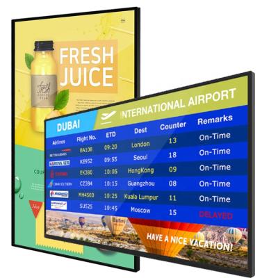 China Full HD 1080P Indoor Digital Information Display 55inch Ultra Thin Indoor Wall Mounted Signage Screens For Airport for sale