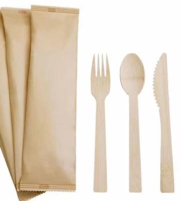 China Disposable Disposable Cutlery Bamboo Tableware Set Bamboo Knife And Spoon Flatware 170 Mm Eco Friendly Set Biodegradable for sale