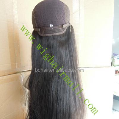 China Raw good quality virgin jewish wig kosher wig straight hair all hair the same length can be ponytail for sale