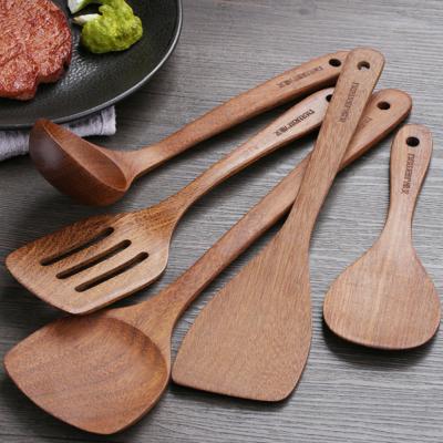 China Sustainable Unpainted Solid Wooden Spatula Kitchen Cooking Soup Wooden Spoon Wooden Spatula for sale