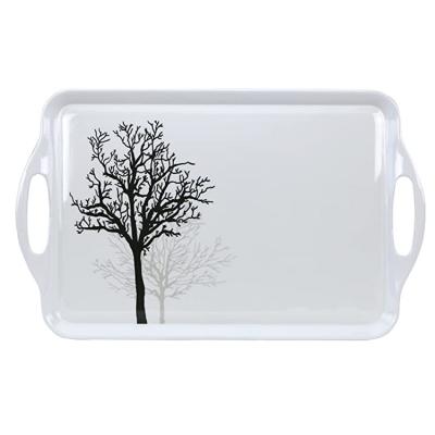 China Wholesale Custom Serving Smooth Texture Food & Beverage Melamine Tray With Handles for sale