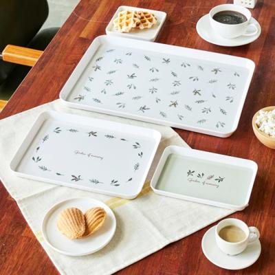 China Smooth Texture Color Box Packing Morning Korean Garden 3 Piece Melamine Tray Set for sale