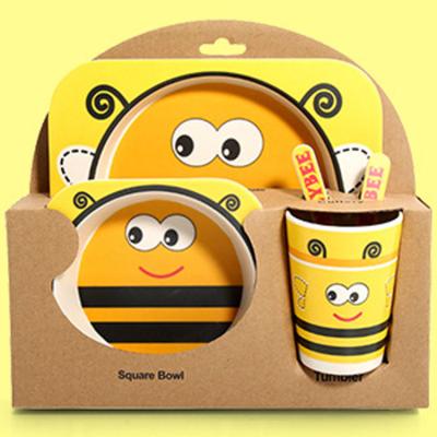 China Bee Shape Bamboo Fiber Melamine Sustainable Baby And Kids Feeding Gift Set Package for sale