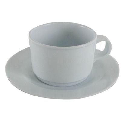 China Durable Cheap Plastic White Melamine Coffee Cups With Saucers Set Sublimation Printing for sale