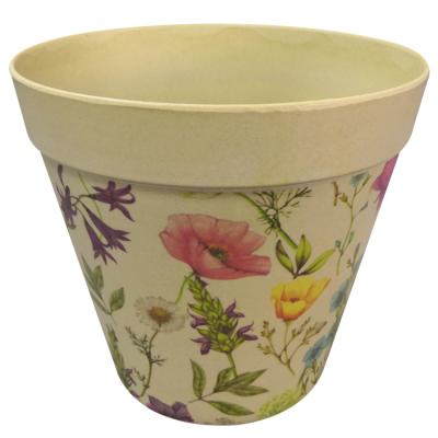 China Garden Smooth Melamine Texture Plastic Flower Pot Mix With Bamboo Fiber for sale