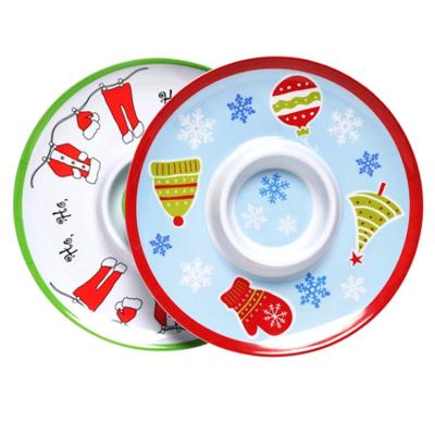 China Viable Christmas Melamine Chip and Dip Tray Serving Tray Set for sale