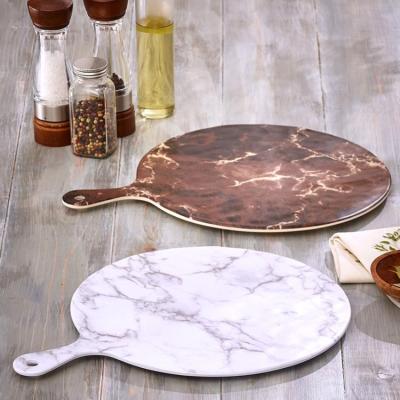 China Scratch Resistant Custom Stylish Plastic Pizza Cutting Board Melamine Chopper With Hanging Hole for sale