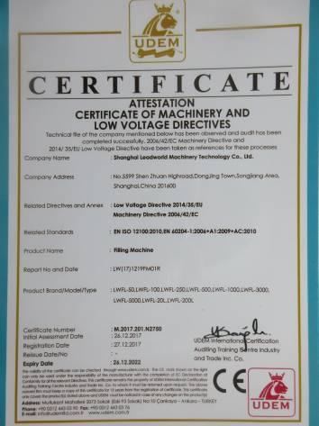 CE - Shanghai Leadworld Machinery Technology Co., Ltd.