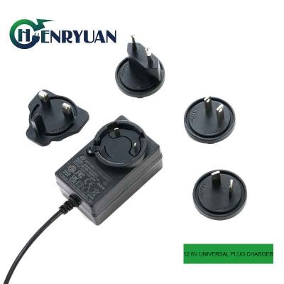 China Safety Certificates Listed Universal Plugs Uk Eu Us Au Jp 11.1v Lithium Ion Battery 12.6v 1a Charger for sale