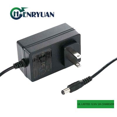 China Us Plug Ul Etl Fcc Listed 12v Lithium Ion Battery 12.6v 2a Charger Adapter for sale