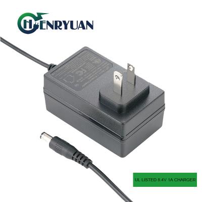 China Ul Etl Listed American Plug 8.4v Lithium Ion Battery 8.4v 1a Charger Adapter for sale