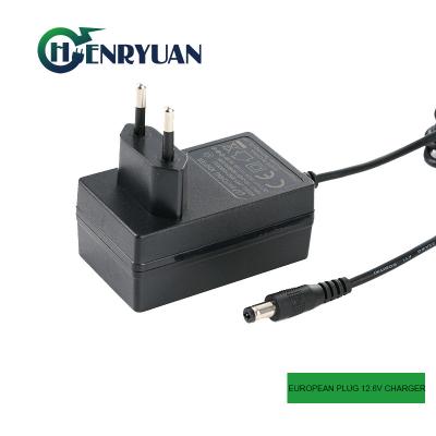 China Ce Emc Lvd Listed European Plug 12v Lithium Ion Battery 12.6v 2a Charger Adapter for sale