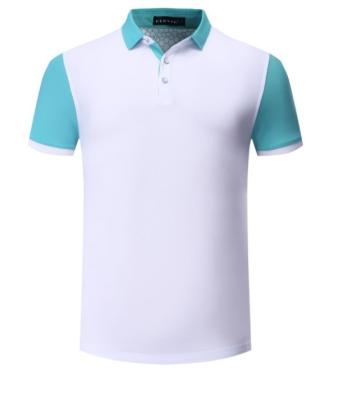 China Anti-Wrinkle 3 Buttons Placket Color Blocked Short Sleeved 100% Cotton Polo Shirts For Men for sale