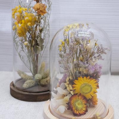 China Wholesale Clear Glass Dome Rose Elegant Glass Dome Dried Flower Cloche by Glass Dome Preserved for sale