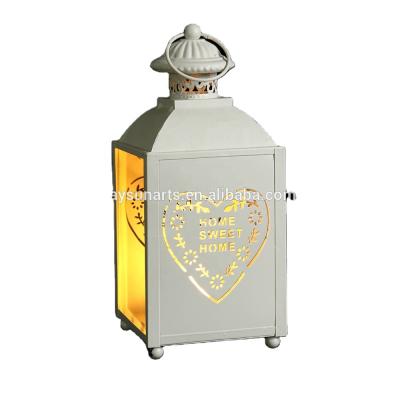 China Metal Containers Garden Antique Moroccan Retro Sconce Lantern Decorative White Metal Lanterns for sale