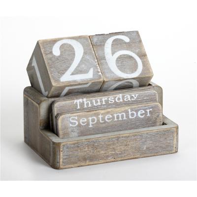 China Wooden Cubes in Perpetual Calendar Countdown Block Calendar Holder Advent Calendar Custom Wood Desk Table Calendar Desk for sale