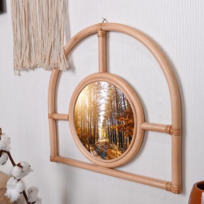 China Wall Hanging Rattan Fashion Minimalist Light Luxury Decorative Mirrors For Home Decor for sale