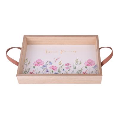 China Wholesale Custom Wooden Serving Tray With Handles Wooden Food Tray 11G-20S025 for sale