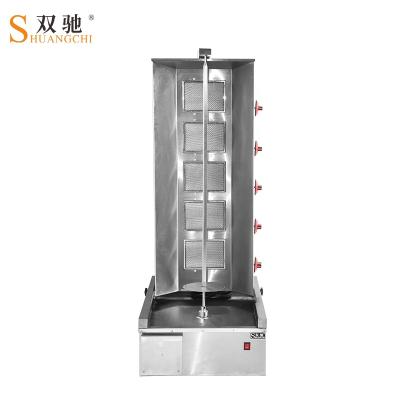 China LPG Gas 5 Burners Meat Grill Machine Gas Shawarma Machine Turkey Doner Kebab Machine Meat Table Rotisserie for sale