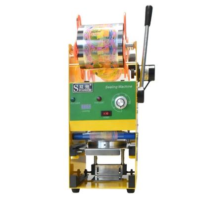 China With Semi-automatic Cup Sealer Cup Sealing Machine Bubble Tea Cup Laminator With Digital Counter 90/95mm for sale