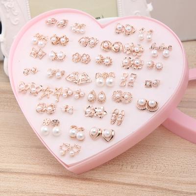 China Fashion Korean version of the popular color of the small box of anti-allergy pearl earrings mixed with the batch earring FOR WOMEN for sale