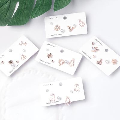 China New CLASSIC border Christmas snow bead elk earring set fashion joker omelka border earrings for women for sale