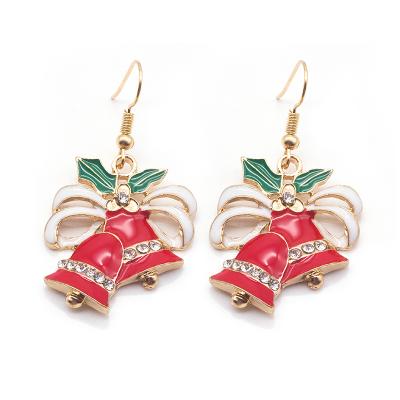 China Factory Fashionable Sales Santa Claus Snow Christmas Ornaments Earrings Bell Border Earrings for sale