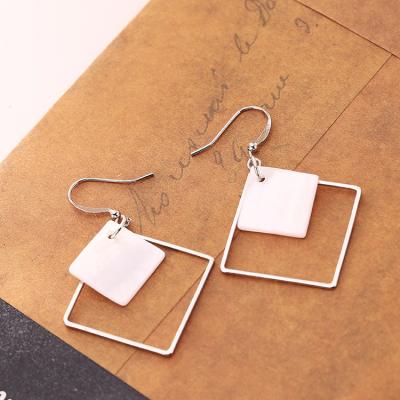 China Korean simple natural white berry square earrings geometry retro-antique earrings CLASSIC and simple temperament earrings for women for sale