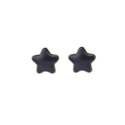 China Trady 925 Square Needle Square Five-Pointed Star Leather Stud Earrings for sale