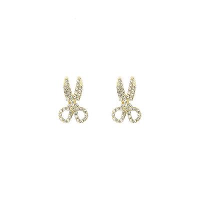 China 925 Silver Needle Fashion Rhinestone Scissor Stud Earrings for sale