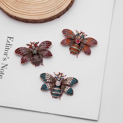 China Trendy Exquisite Insect Shape Retro Fashion Oil Drop Diamond Enamel Rhinestone Brooch Quality Brooch Corsage Accessories Decorative for sale