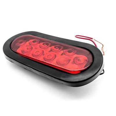 China High Brightness 10LED Rubber Ring 6 Inch Stop Lamp 12v Oval Rear Tail Light Truck Trailer Tail Light for sale