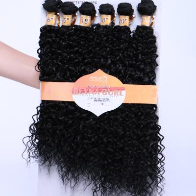 China Afro Style Water Wave Curly Curly 6 Bundles By Ombre Color 100% Heat Resistance Synthetic Hair Set Weave For Afro Women for sale