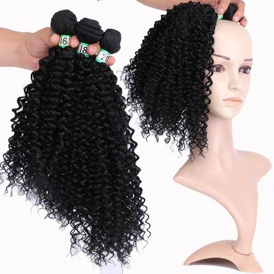 China Afro Curly Style Jerry Curly High Temperature Fiber 3 Bundles Per Bundle Synthetic Hair Weave Synthetic Hair Extensions For Women for sale