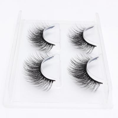 China 2Pairs Natural Wholesale Fake 3d Long Synthetic Mink Lashes 3d Mink Lashes Custom Eyelash Packaging for sale