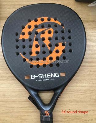 China Hot sale manufacturer quality 3k carbon padel racket outdoor game full with soft black EVA for sale