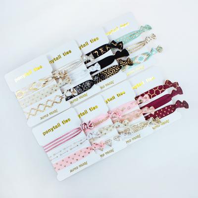 China Fashion Wholesale Customize Printed Custom Logo Hair Ties Elastic Ponytail Hair Ties Hair Ties for sale