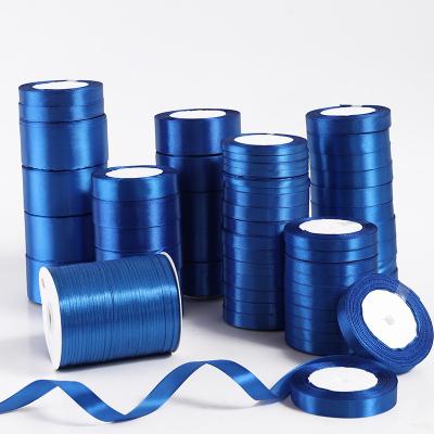 China High Tenacity Wholesale 100 Yards Double Faced Satin Ribbon Navy Roll Silk Ribbon Single Faced Satin 3/8