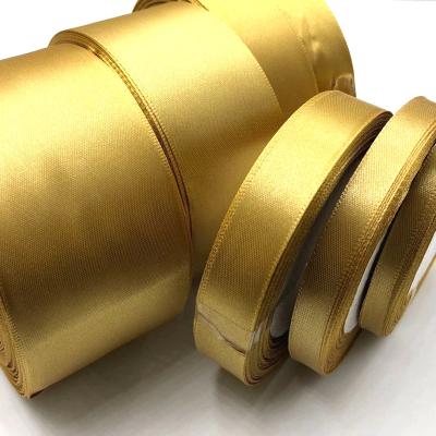 China High Tenacity 100Yards/Roll 2inch 50mm Satin Gold Silk Ribbons Braid For Crafts Gift Wrap Single Faced Satin Ribbon for sale