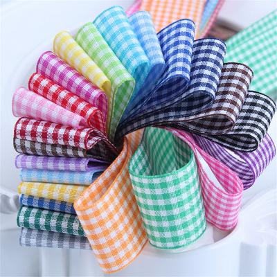 China Wholesale Christmas Black and White Tartan Check Ribbon Navy Blue Red High Tenacity Buffalo Plaid Wide Ribbon Green Gray Pink Colors for sale