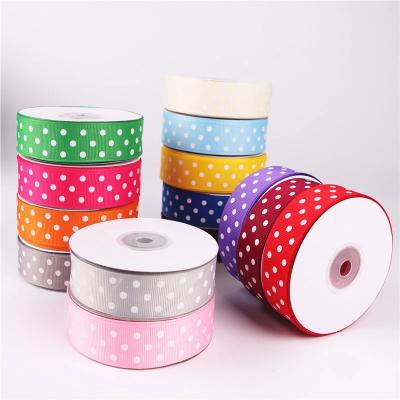 China High Tenacity Custom Gold Dot Ribbon Satin Grosgrain Cheffon Red Blue Black Custom Dot Printed Ribbon By Wholesale for sale