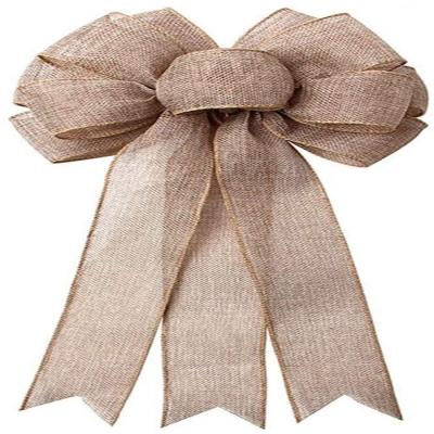 China Wholesale Viable Green Poly Green Colored Burlap Red White Cable Bow Christmas Tree Deco Mesh Burlap Ribbon for sale