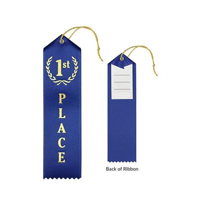 China Factory Direct Selling 1st Viable Custom Printing Rewards Ribbons Blue Eyelet Ribbons With Name Card for sale